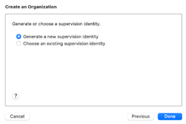 새 감독 ID 생성(Generate a new supervision identity) 선택
