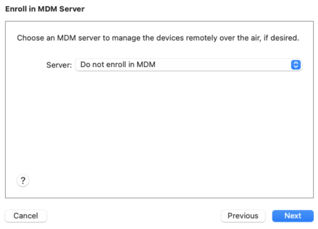 MDM에 등록하지 않음(Do not enroll in MDM) 선택