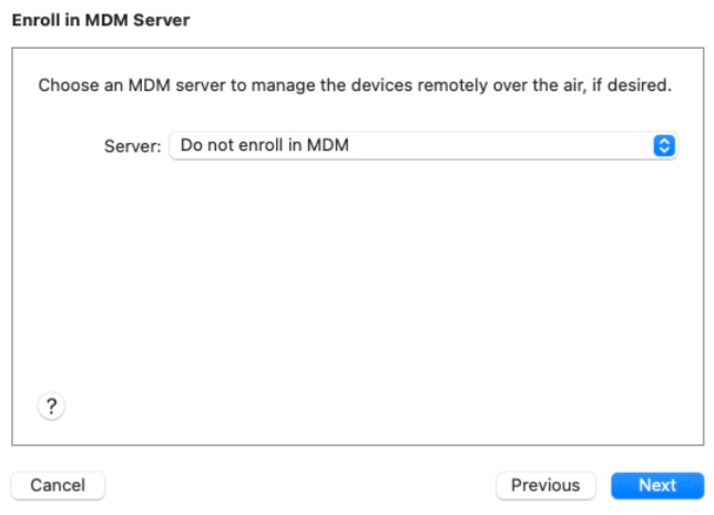 MDM에 등록하지 않음(Do not enroll in MDM) 선택