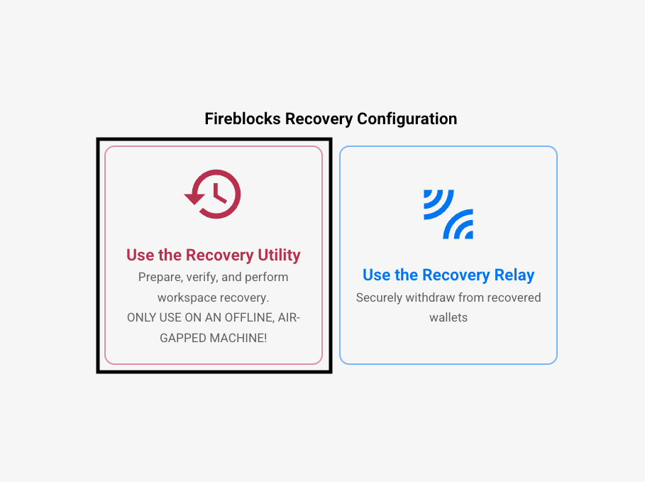 Fireblocks 복구 구성 - Recovery Utility 선택